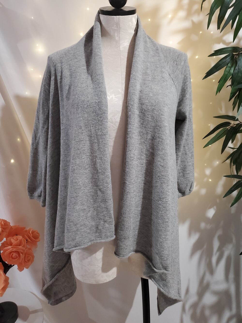 Juicy Couture Vtg Y2K Wool Angora Cashmere Open Waterfall Cardigan Sweater Sz P